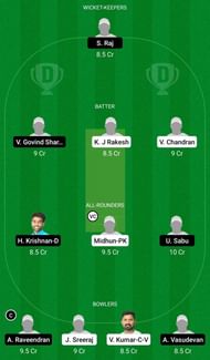 Dream11 Team for Prathibha Cricket Club vs Masters RCC - Kerala Club Championship 2021.